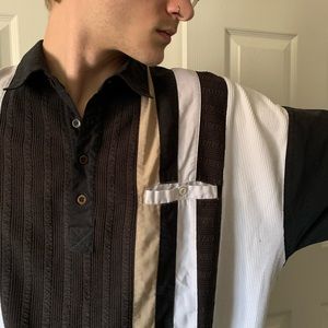 sold VINTAGE / striped bowling shirt